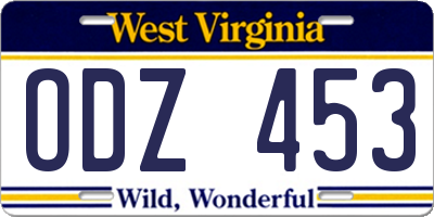 WV license plate ODZ453