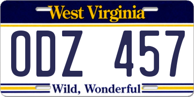 WV license plate ODZ457