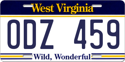 WV license plate ODZ459