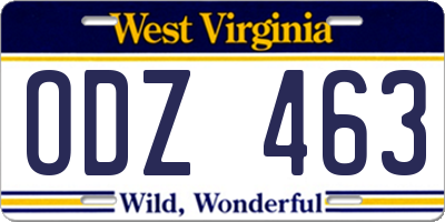 WV license plate ODZ463
