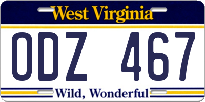 WV license plate ODZ467