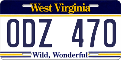 WV license plate ODZ470