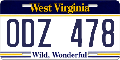 WV license plate ODZ478