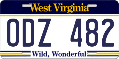 WV license plate ODZ482