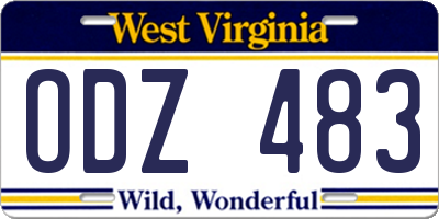WV license plate ODZ483