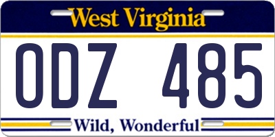 WV license plate ODZ485