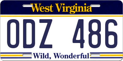 WV license plate ODZ486