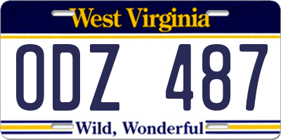 WV license plate ODZ487