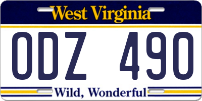 WV license plate ODZ490