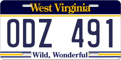 WV license plate ODZ491
