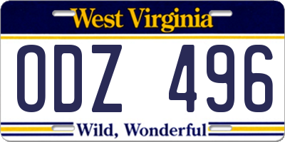 WV license plate ODZ496
