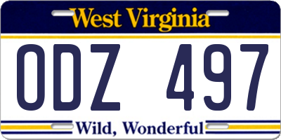 WV license plate ODZ497
