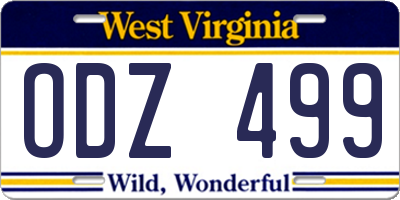 WV license plate ODZ499