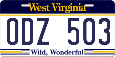 WV license plate ODZ503