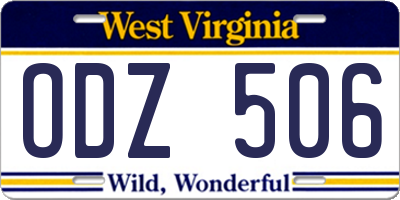 WV license plate ODZ506