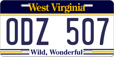 WV license plate ODZ507