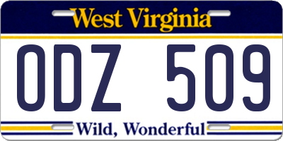 WV license plate ODZ509