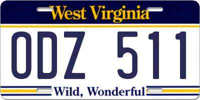 WV license plate ODZ511