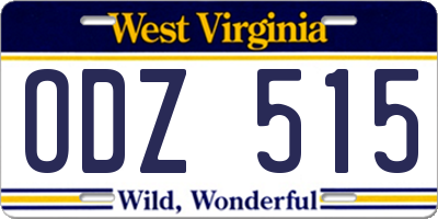 WV license plate ODZ515