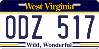 WV license plate ODZ517