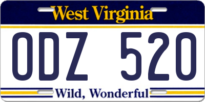 WV license plate ODZ520