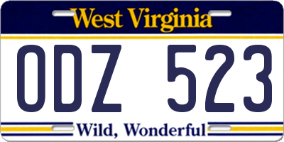 WV license plate ODZ523