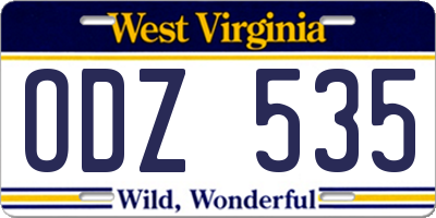 WV license plate ODZ535