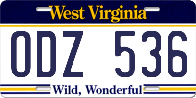 WV license plate ODZ536