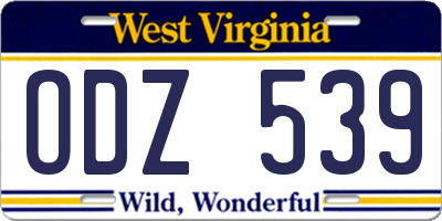 WV license plate ODZ539