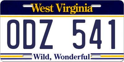 WV license plate ODZ541