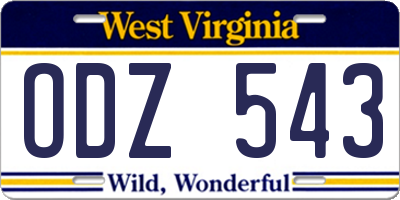 WV license plate ODZ543