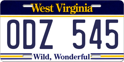 WV license plate ODZ545