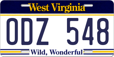 WV license plate ODZ548