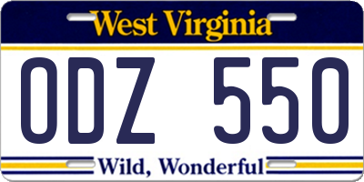 WV license plate ODZ550