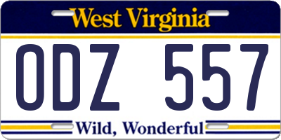 WV license plate ODZ557