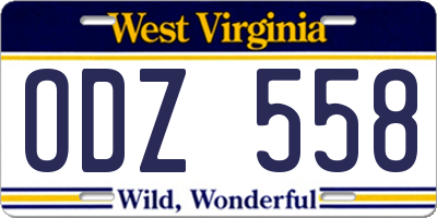 WV license plate ODZ558