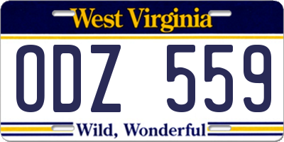 WV license plate ODZ559