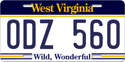 WV license plate ODZ560