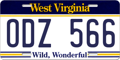 WV license plate ODZ566