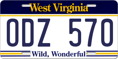 WV license plate ODZ570