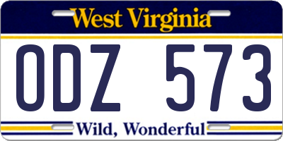 WV license plate ODZ573