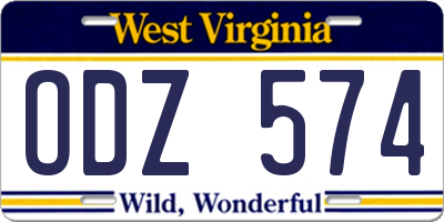 WV license plate ODZ574