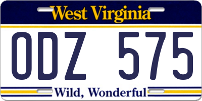 WV license plate ODZ575