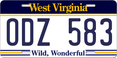 WV license plate ODZ583