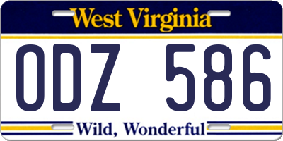 WV license plate ODZ586