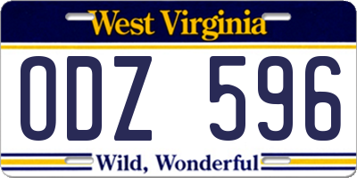 WV license plate ODZ596