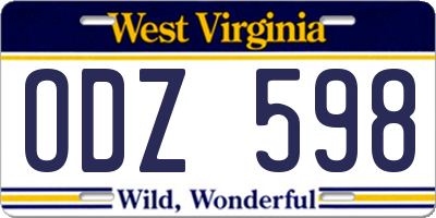 WV license plate ODZ598