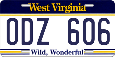 WV license plate ODZ606