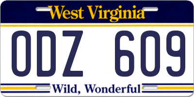 WV license plate ODZ609
