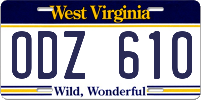 WV license plate ODZ610